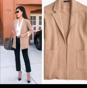 J. Crew 365 Sophie Tan 100% Merino Wool Cardigan Open Sweater Blazer XS